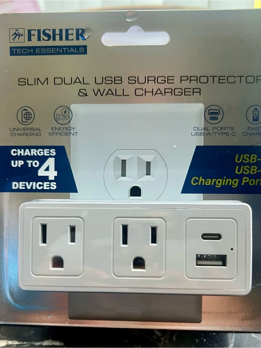 Slim Dual USB Surge Protector & Wall Charger - White